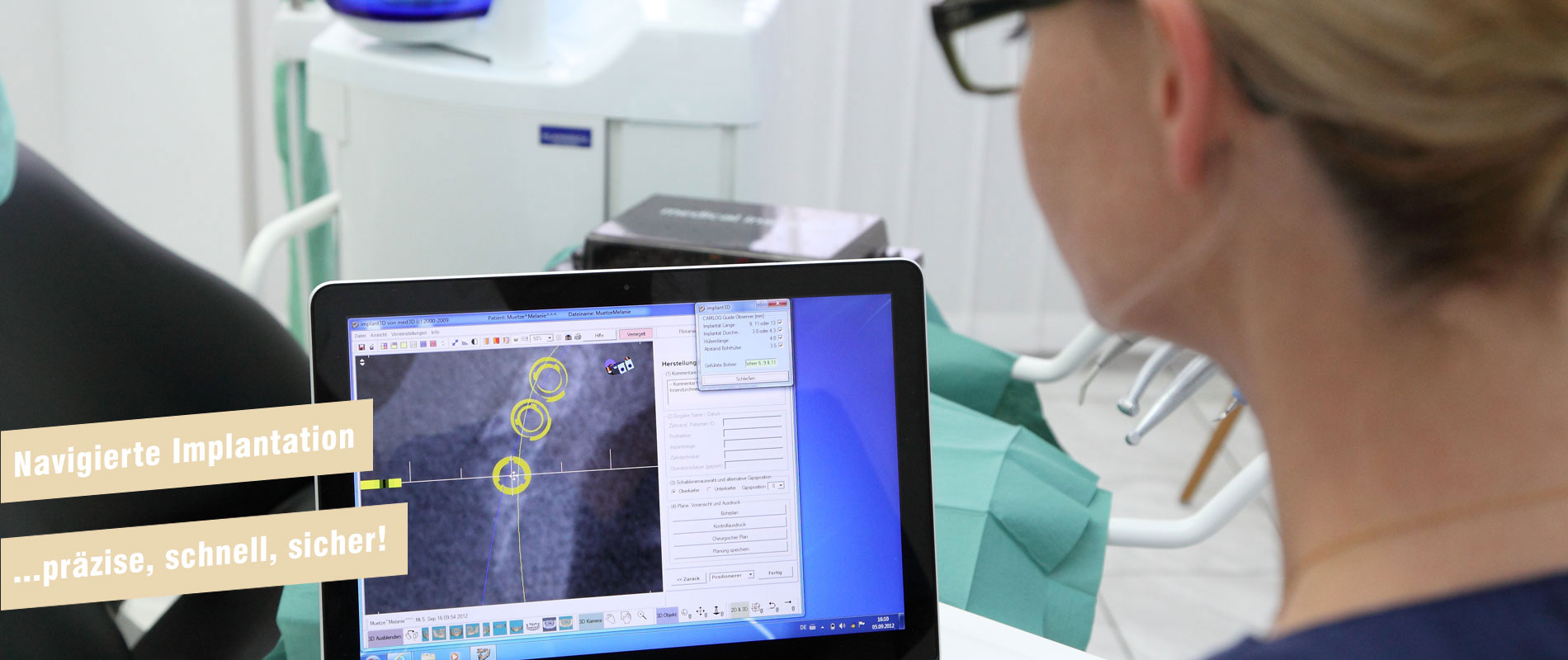 Navigierte 3D Implantation Simplant, sicher präzise setzen. Dortmund Implantologie Dr. Poll Zahnärztin